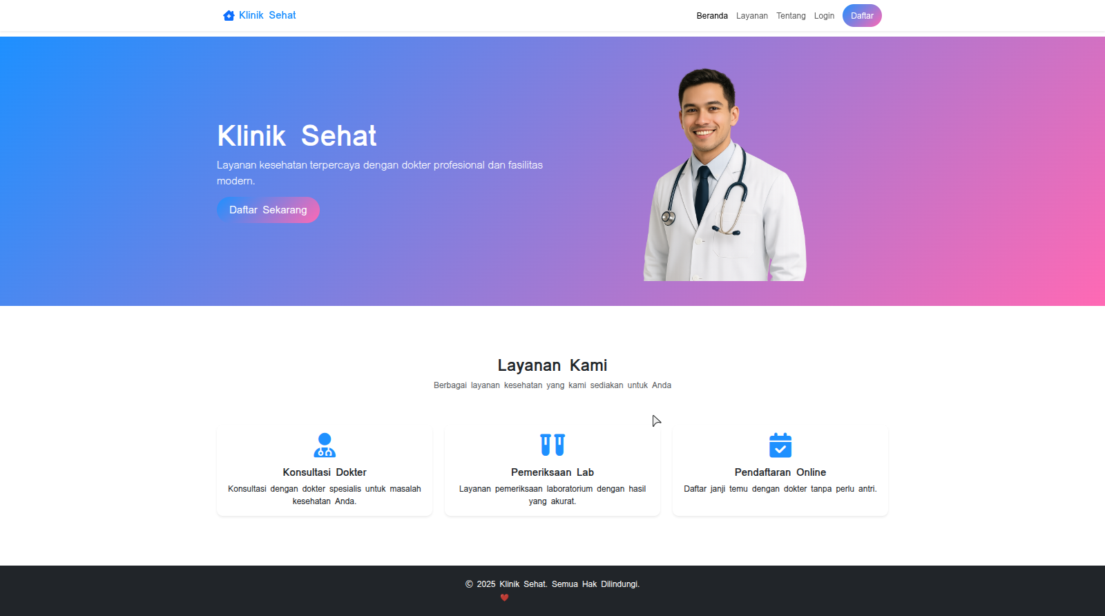 Sistem pendaftaran online Klinik 