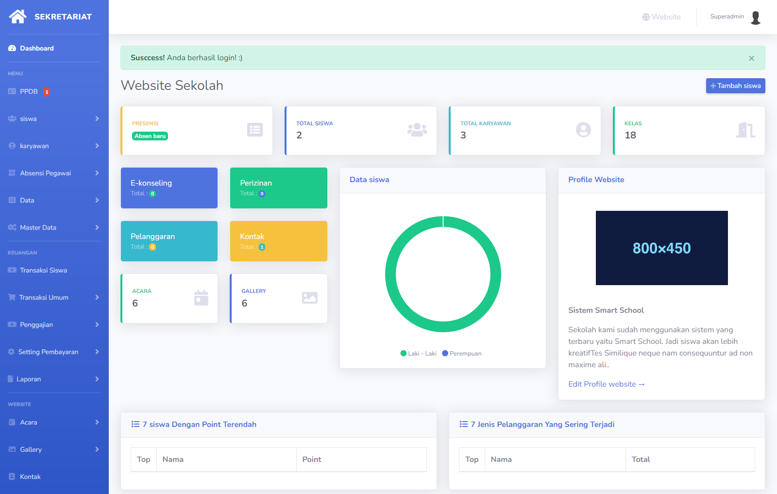 Website Sekolah PPDB + Payment Gateway