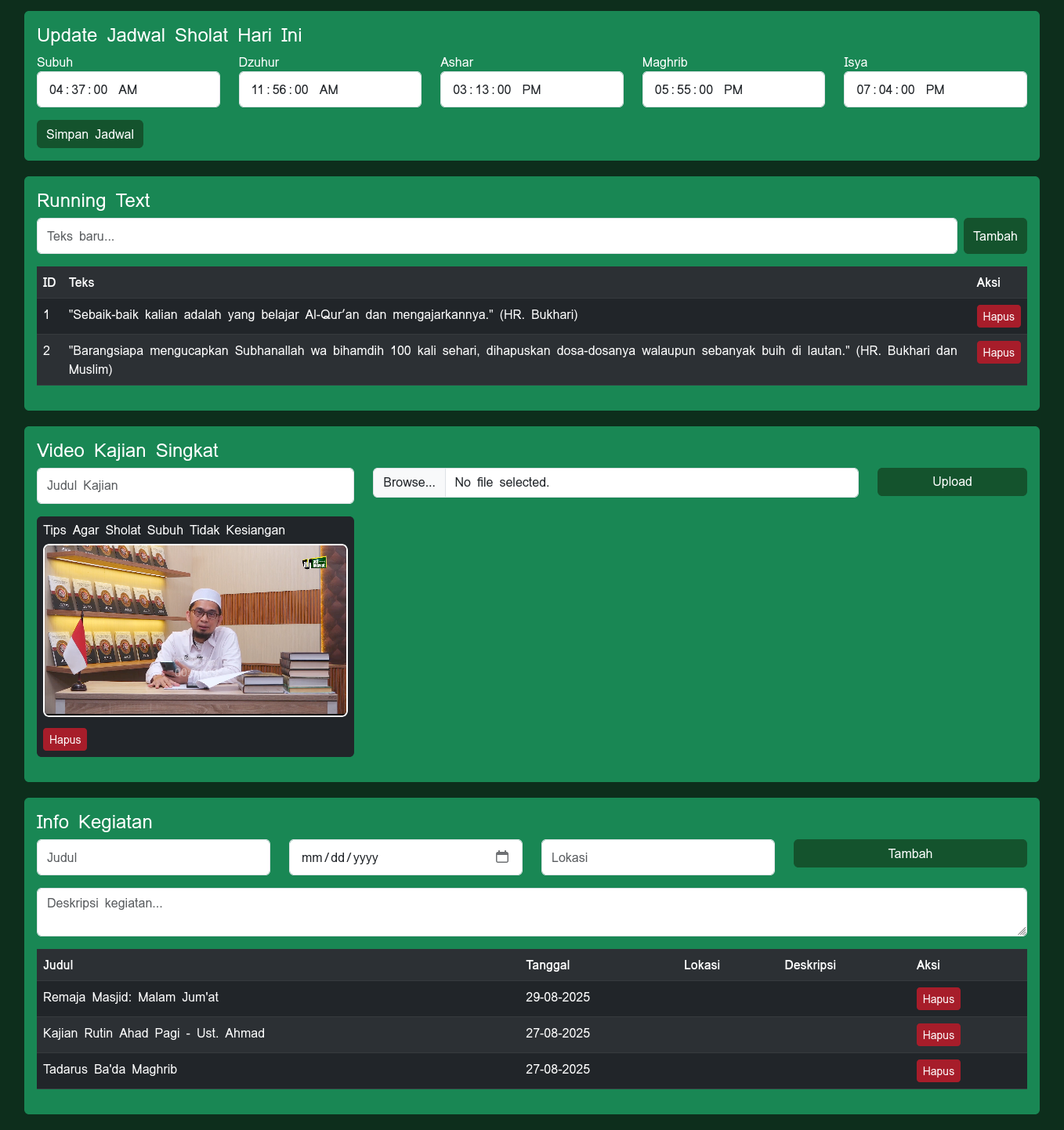 Aplikasi Display Informasi Masjid